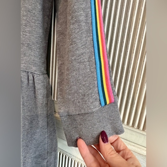HANNAH ANDERSON Girls Rainbow Hoodie Dress Gray French Terry, Size 10 - Picture 7 of 13